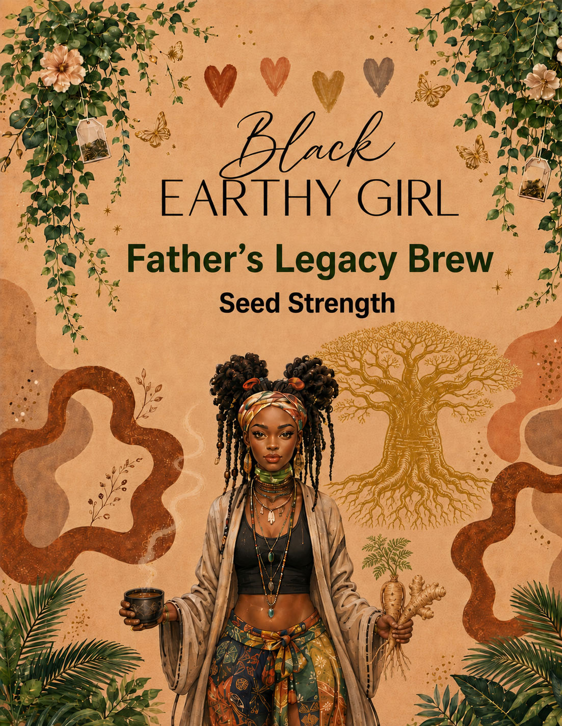 Black Earthy Girl Father's Legacy Brew — Seed Strength loose-leaf herbal tea packaging