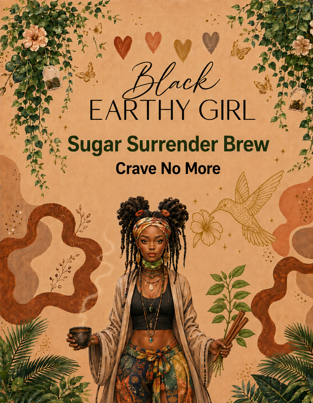 Black Earthy Girl Sugar Surrender Brew — Crave No More loose-leaf herbal tea packaging